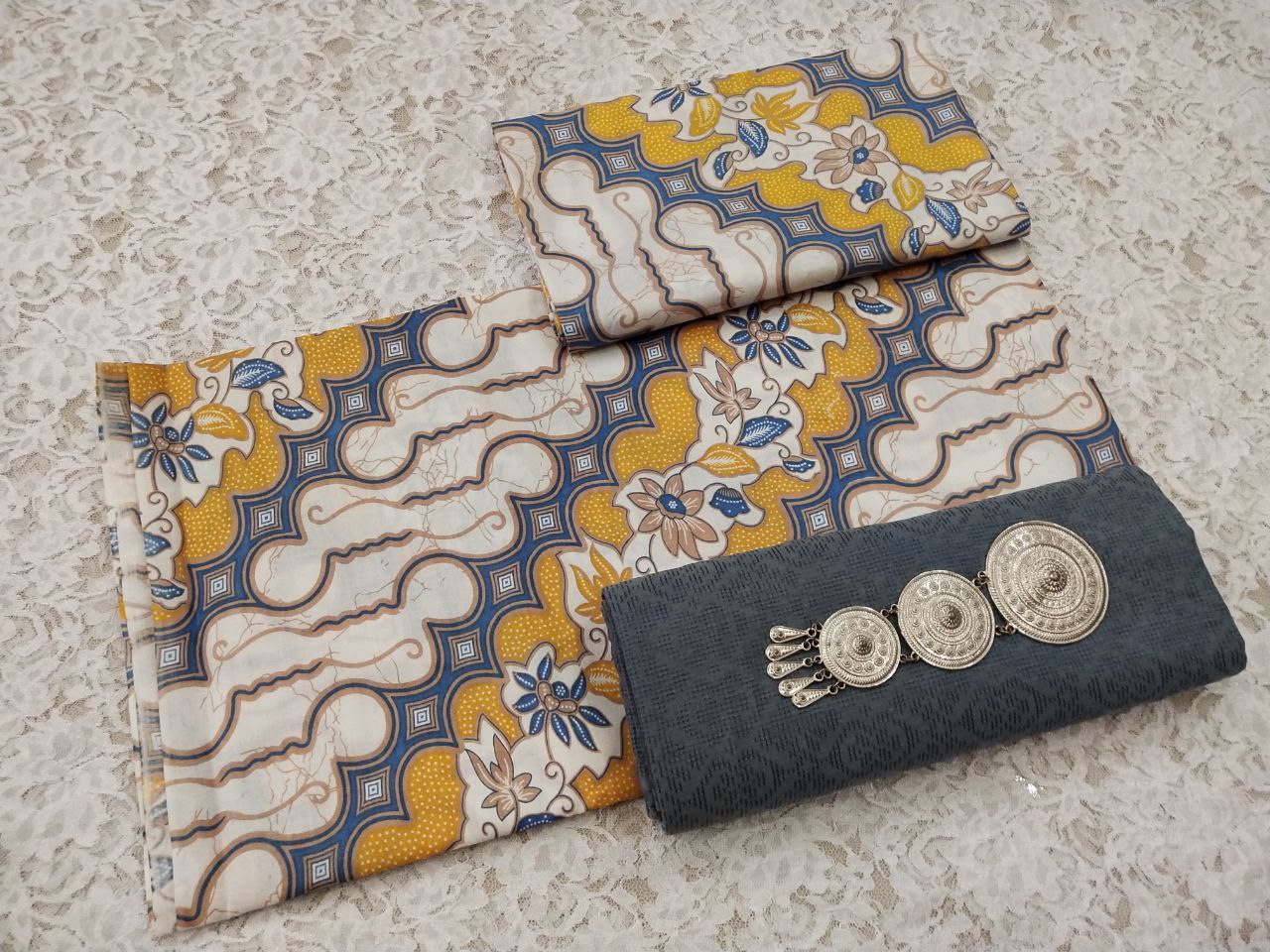 kain batik pekalongan kombinasi motif parang warna kuning