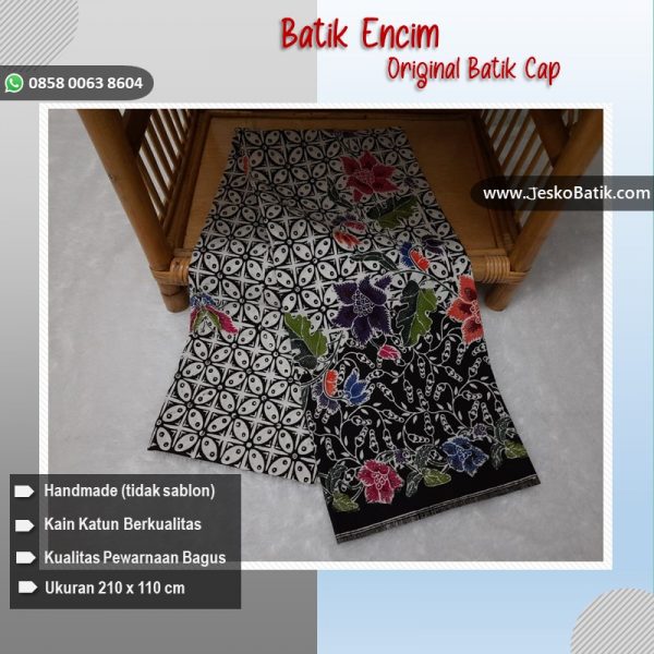kain batik encim motif kawung bunga