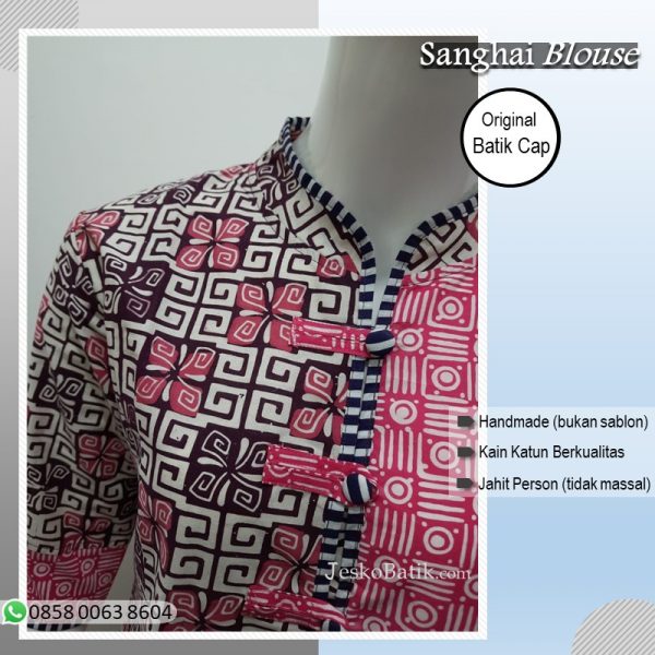 sanghai blouse batik cap warna pink